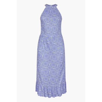Enorsia Tiles Print Halter Neck Midi Jersey Dress women's in Blue