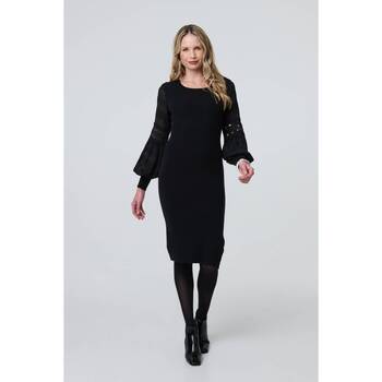 Izabel London Long Sheer Sleeve Bodycon Knit Dress women's Long Dress in Black