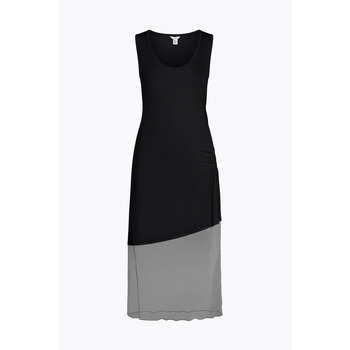 Enorsia Chic Slim-Fit Dress with Mesh Detail women's Long Dress in Black