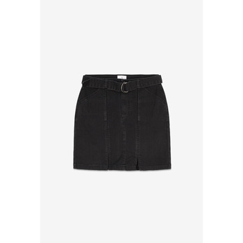 Enorsia Belted Denim With Front Slit Mini Skirt women's Short skirts in Black