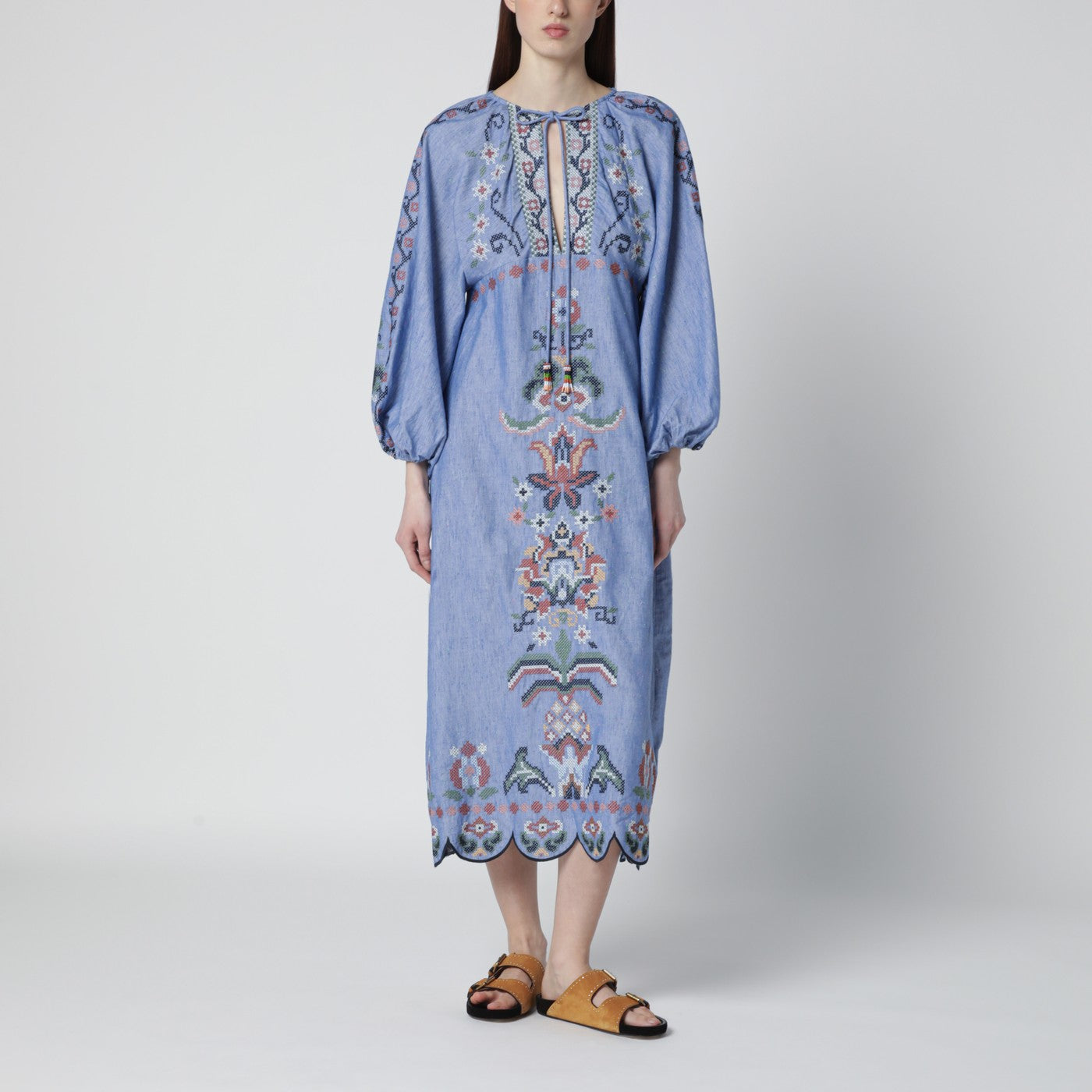 Light blue Blue Garden Tapestry midi dress