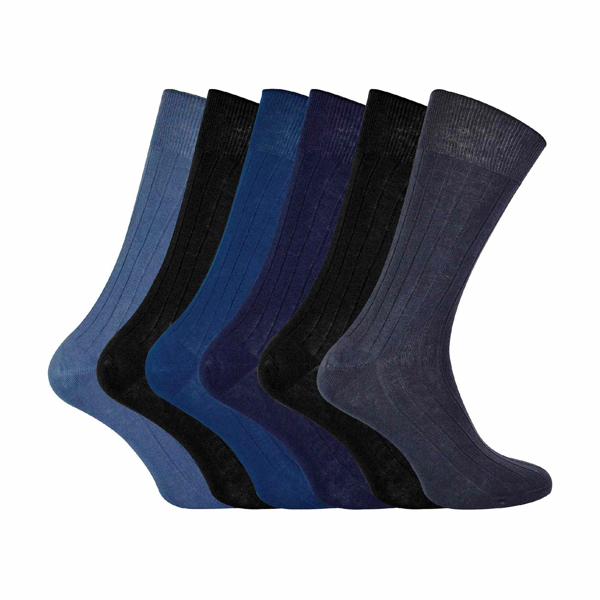 Pack Mens % Egyptian Cotton Dress Socks - - Blue
