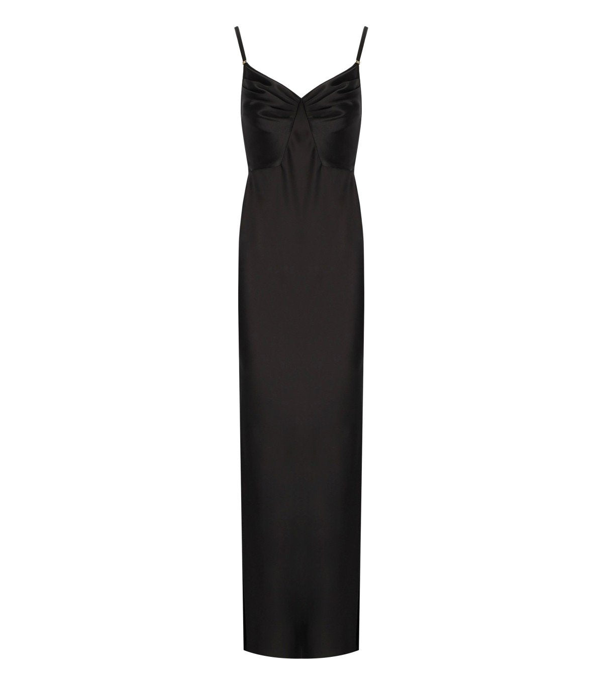 ELISABETTA FRANCHI RED CARPET BLACK SATIN DRESS