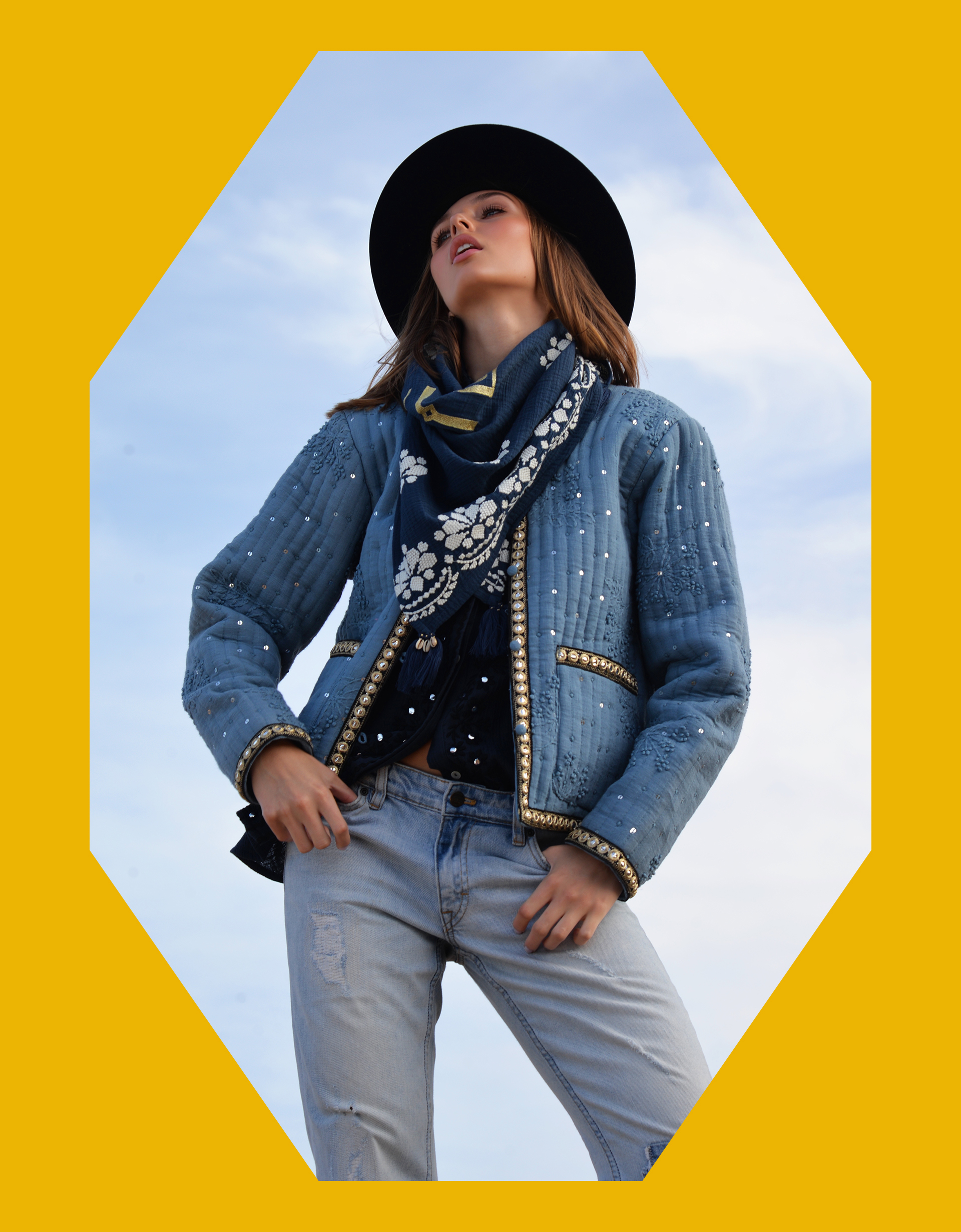 Wild Valentin Embellished Quilted Jacket Blue