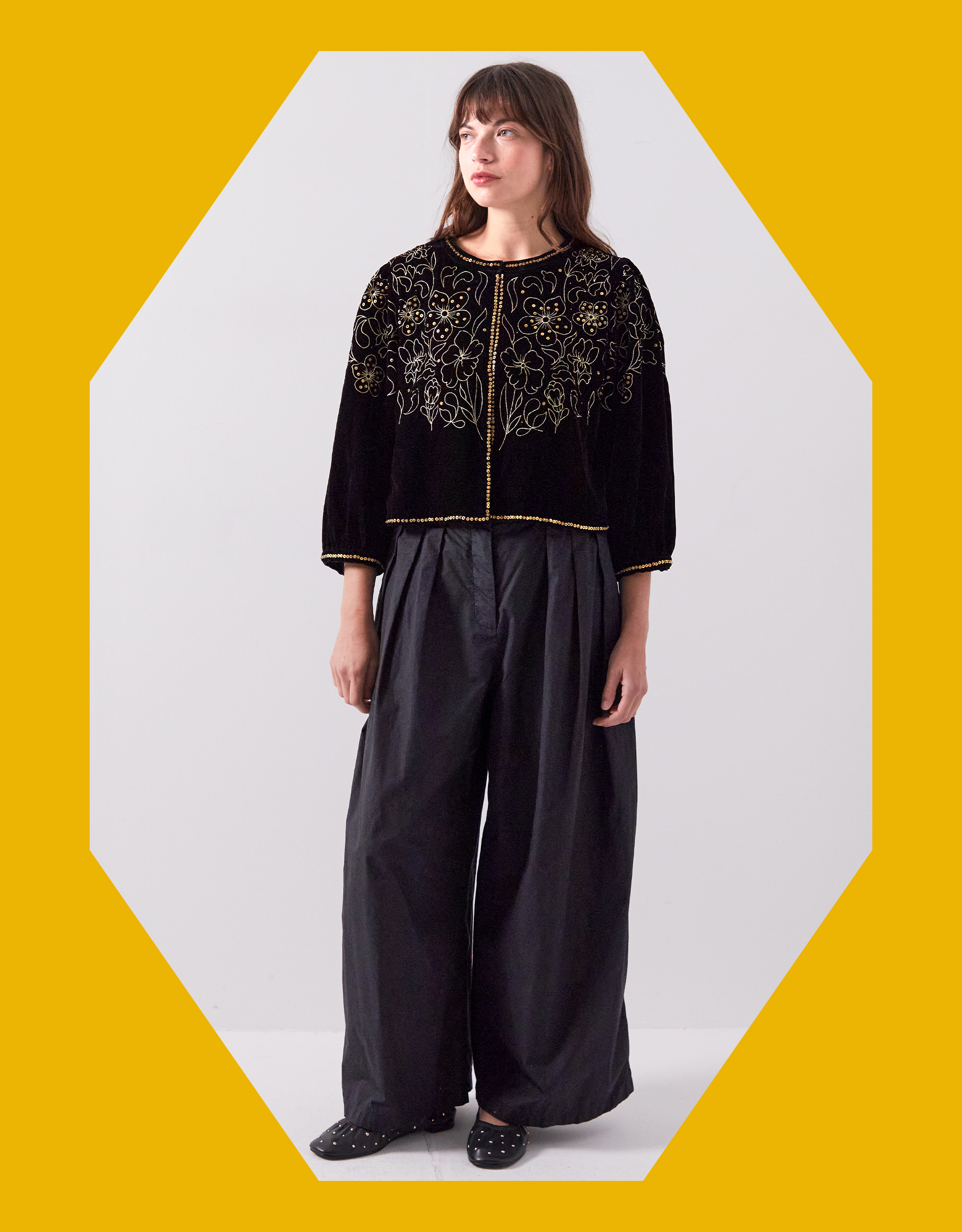 East Laurie Embroidered Velvet Jacket Black