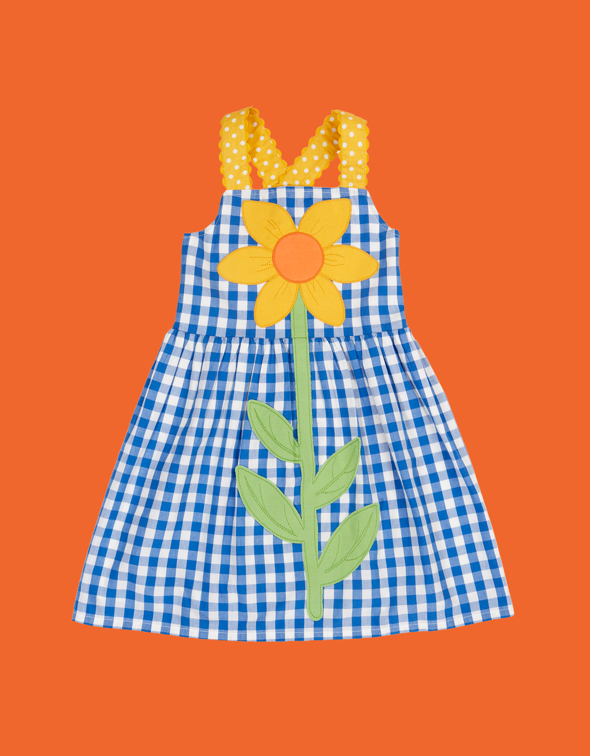 Frugi Allie Check Print Dress Blue