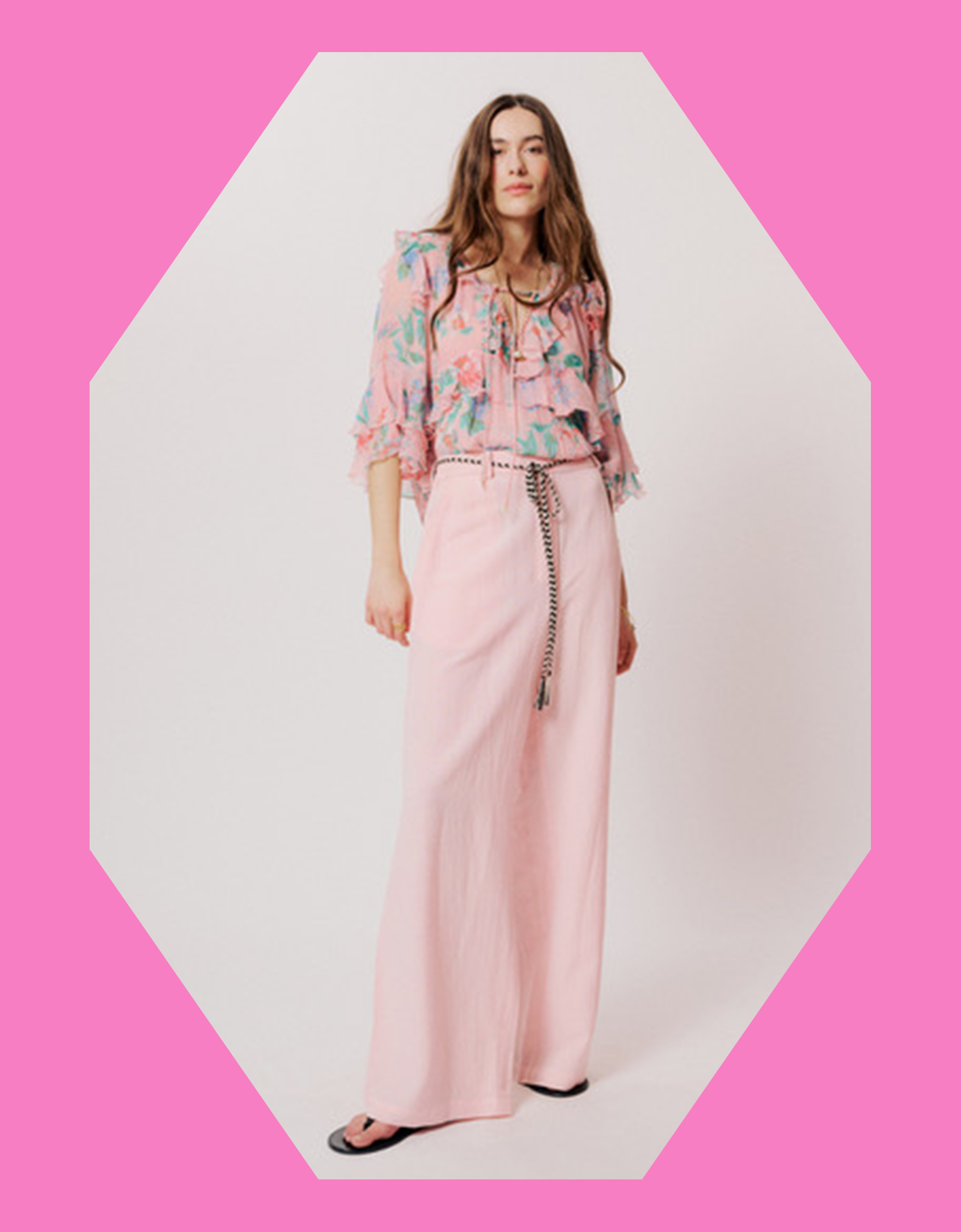 Moliin Linda Floral Ruffle Blouse Pink