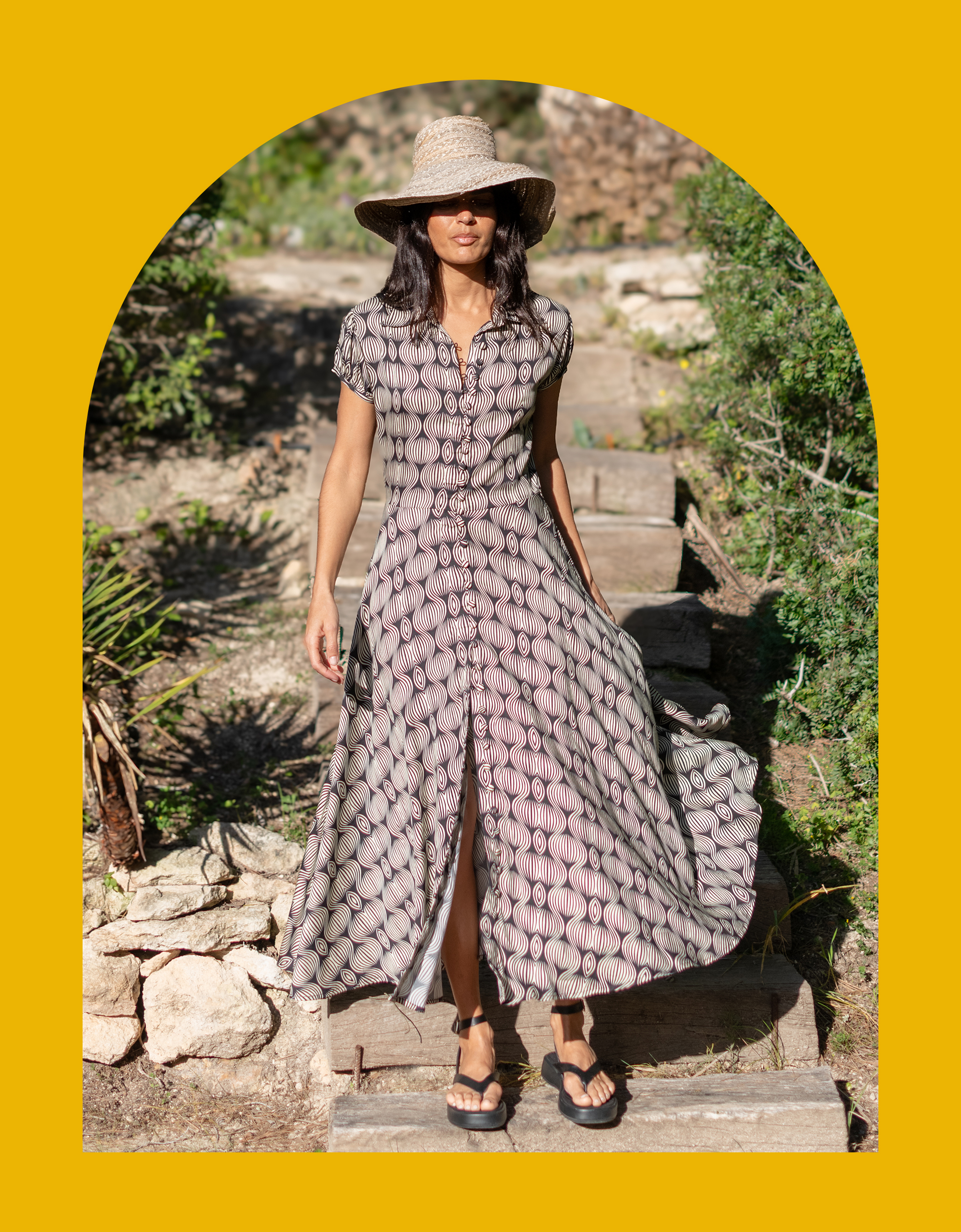 Lyrical Sisters Printed Maxi Shirt Dress Black