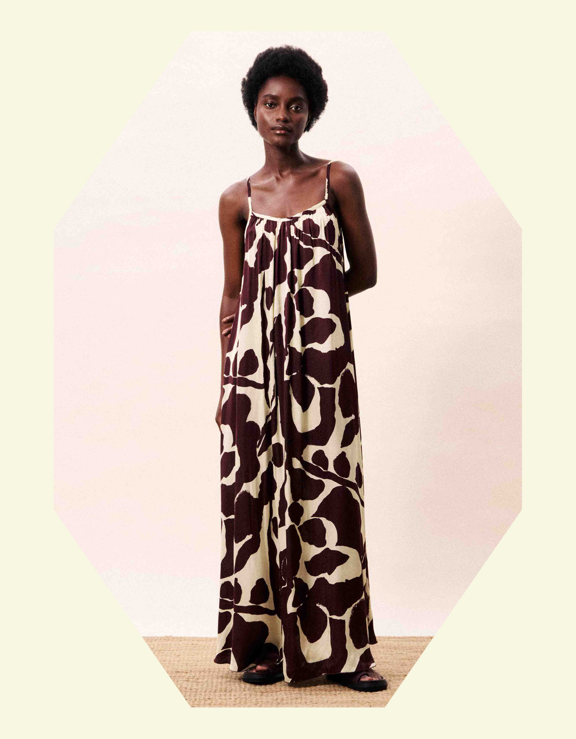 FRNCH Euphrate Printed Maxi Dress Brown