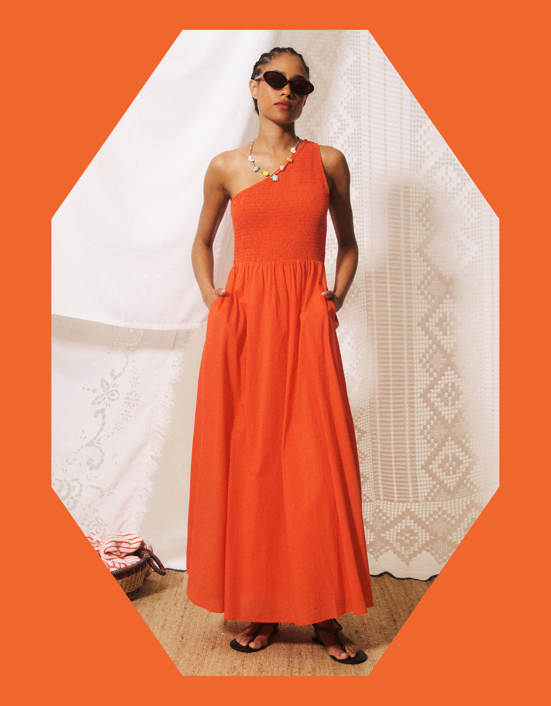 FRNCH Liberatore One Shoulder Maxi Dress Red