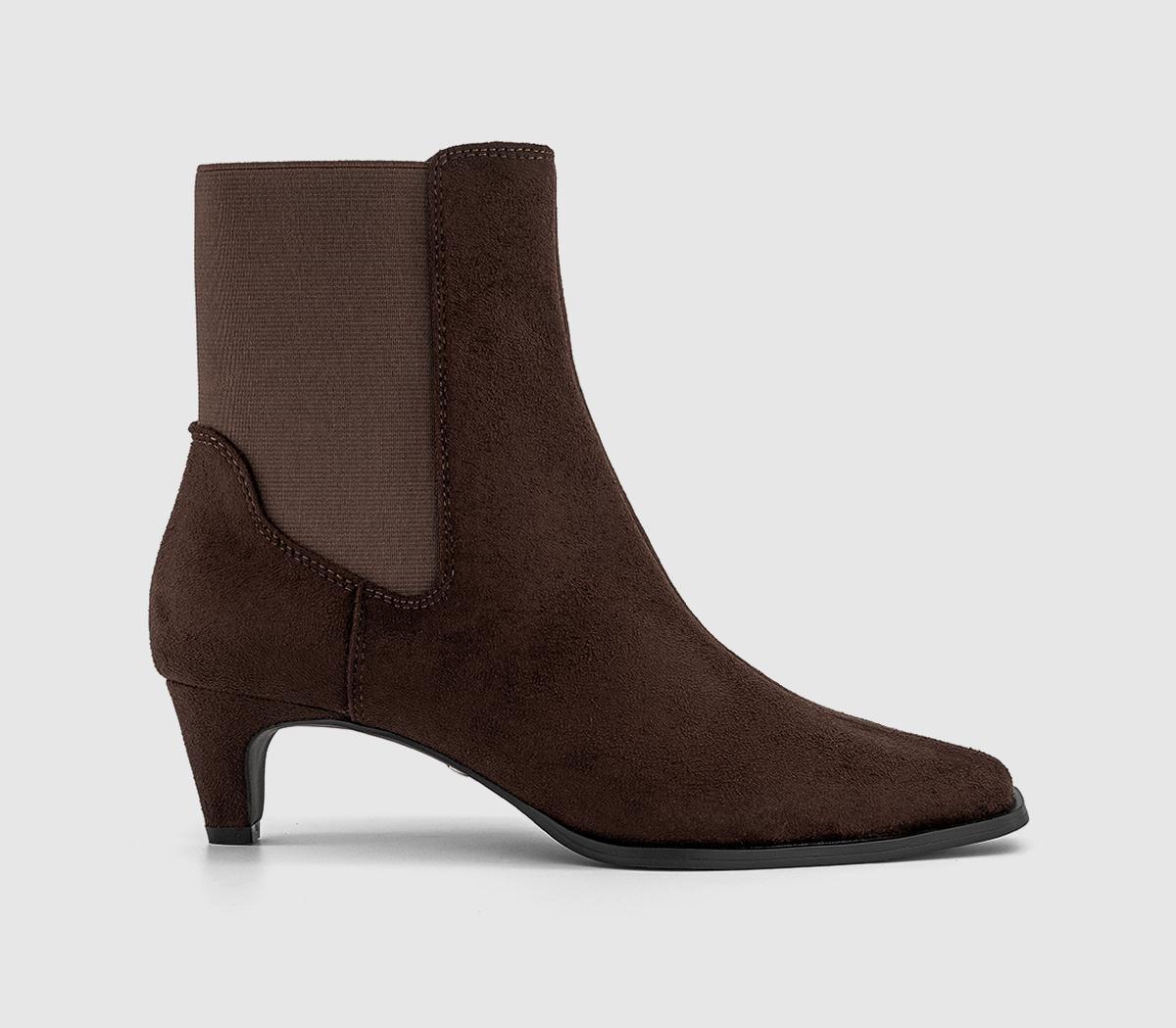 OFFICE Womens Ambitious Chelsea Kitten Heel Boots Brown