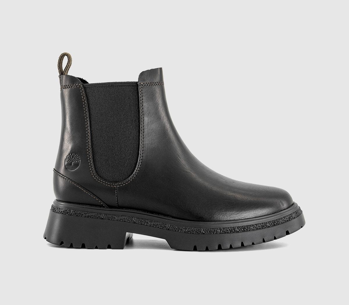 Timberland Womens Cambria Valley Mid Chelsea Boots Black Full Grain Leather, .