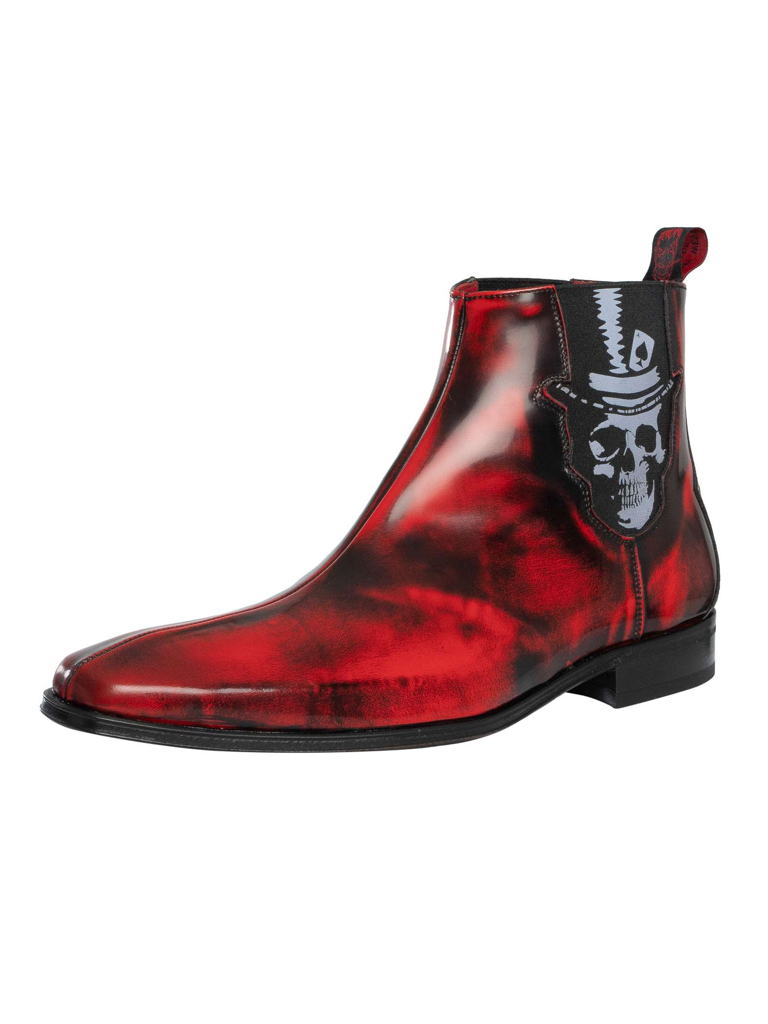 Skull Polished Leather Chelsea Boots