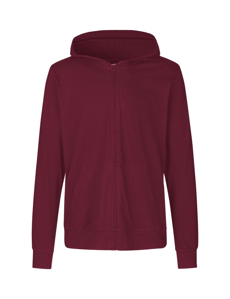 Fairtrade Organic Zipped shirt Hoodie: Unisex - M Burgundy