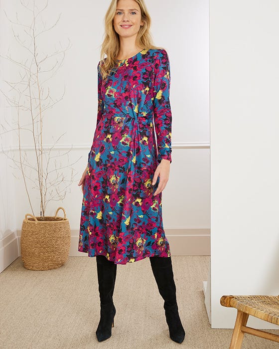 Damart Jersey Mock Wrap Effect Dress