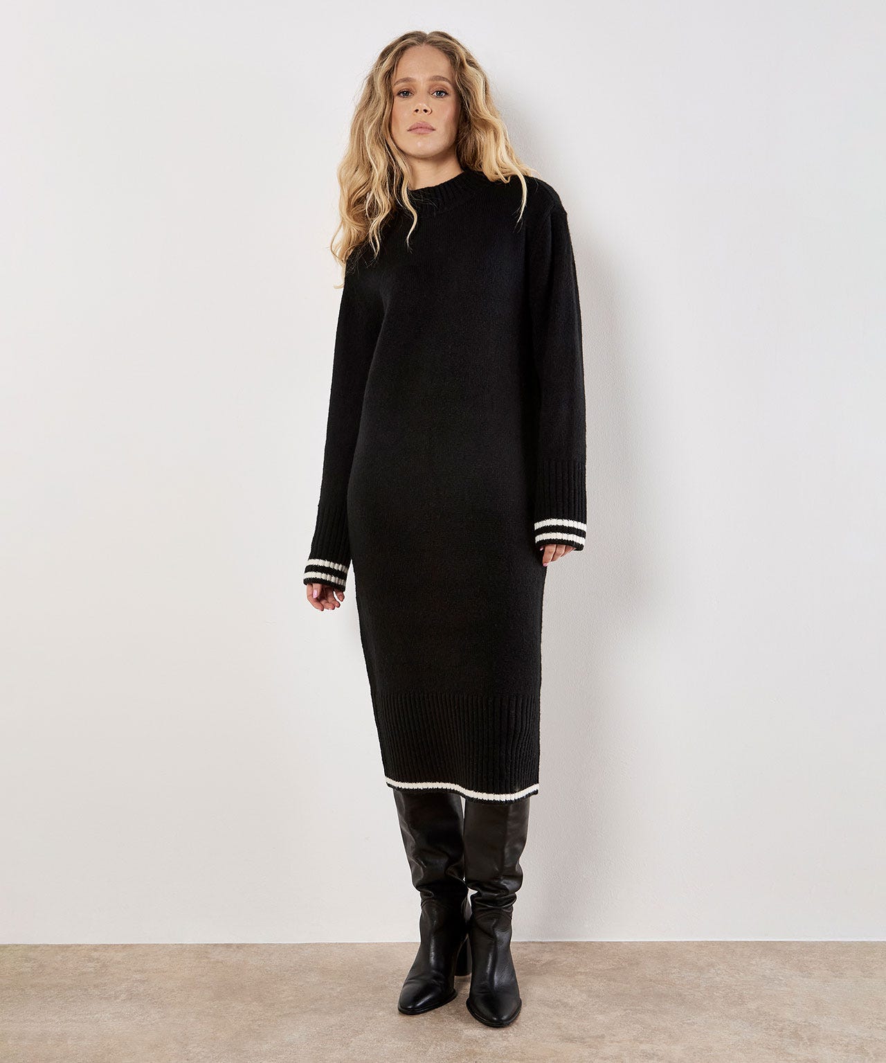 Damart Apricot Knitted Midi Dress