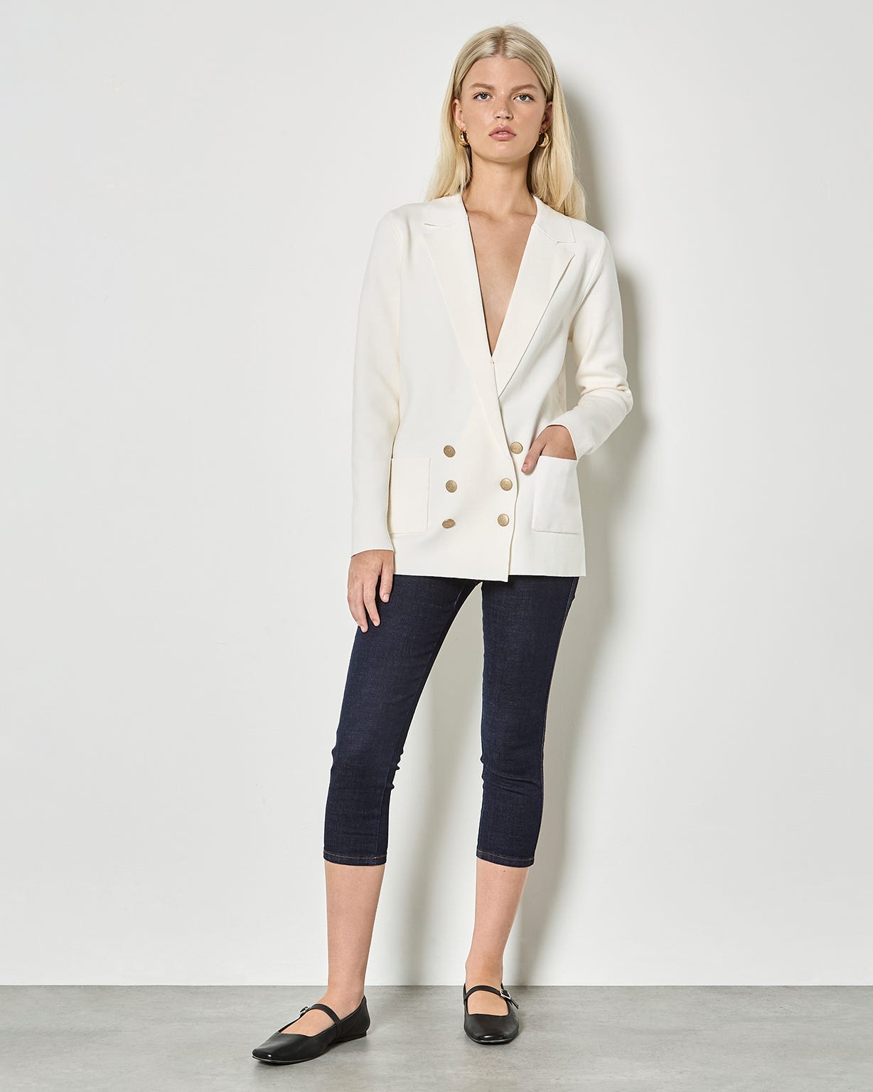 Damart Apricot Knitted Blazer