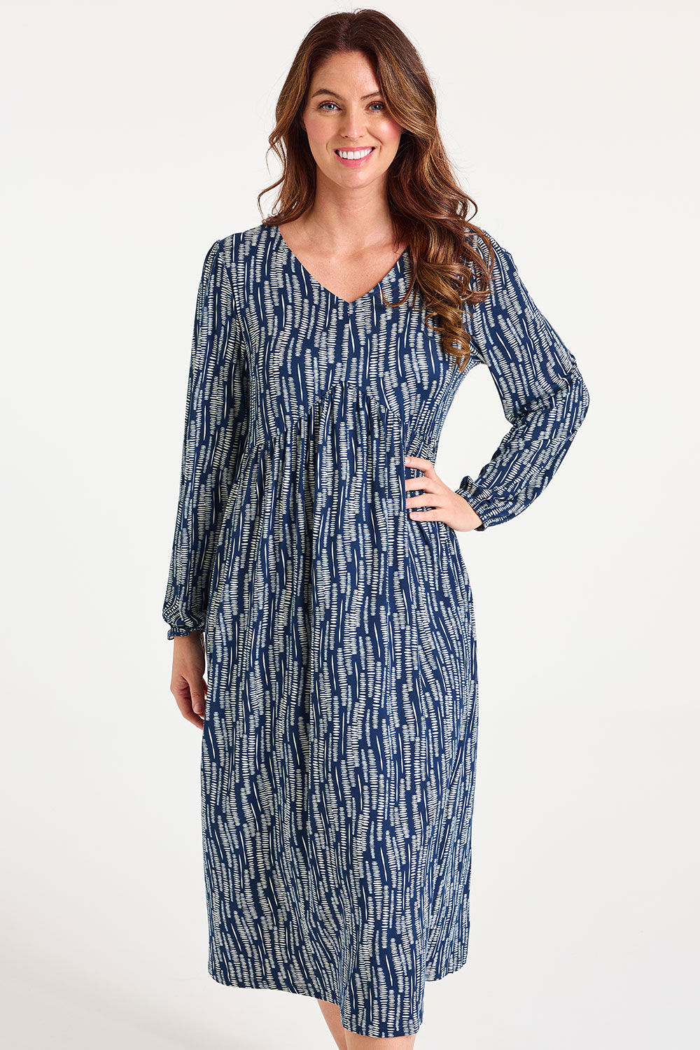 Bonmarche Women's Navy & White Abstract Print Smock Dress