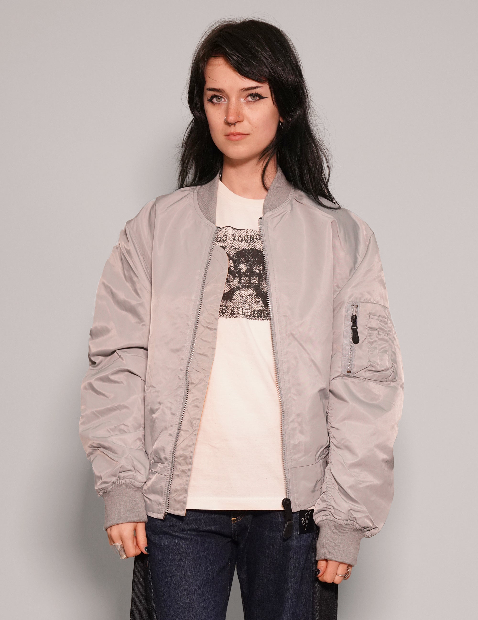 MA- Light Weight Bomber Jacket in Grey - M No Logo