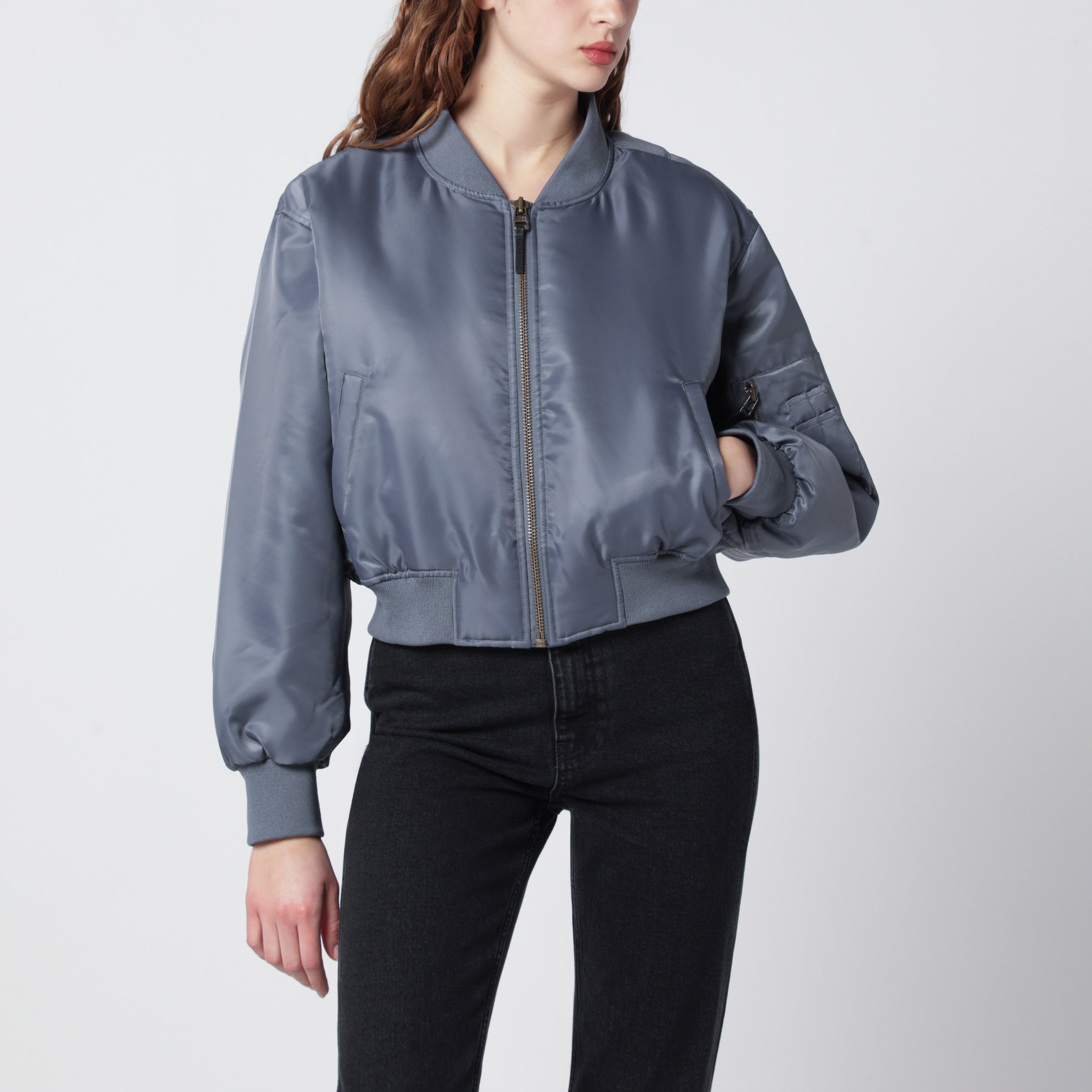 Leon grey cropped bomber jacket