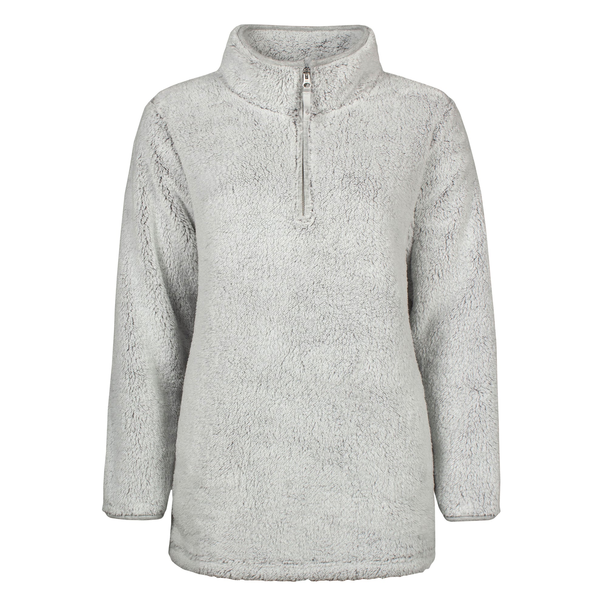 Ladies Thermal Soft Teddy Bear Fleece Zip Hoodie Top for Winter - M Grey