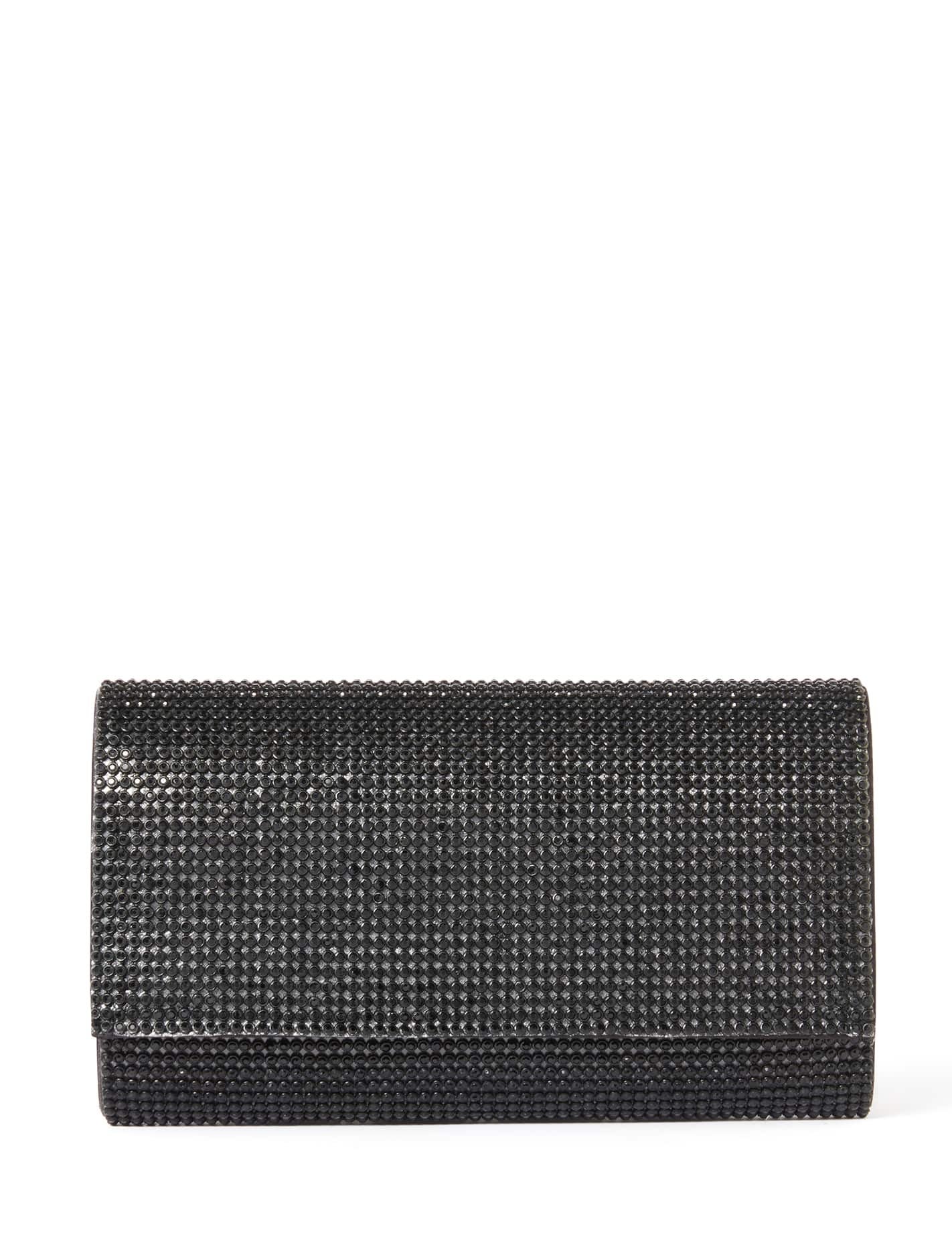 Forever New Women's Hannah Heatfix Foldover Clutch Bag in Black OuterPolyester