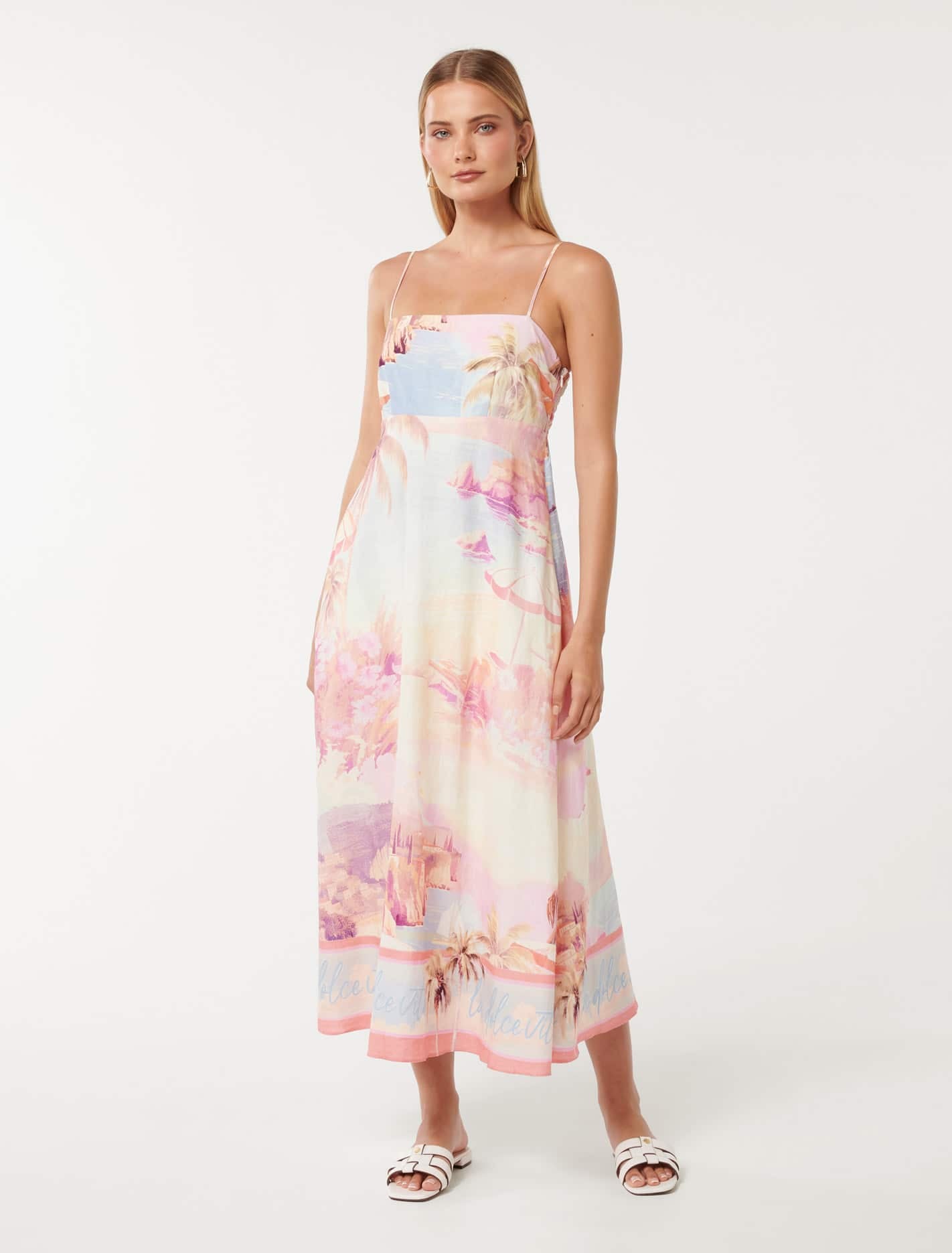 Forever New Women's Joanne Linen Midi Dress in Italian Holiday, Size LinenViscoseViscose
