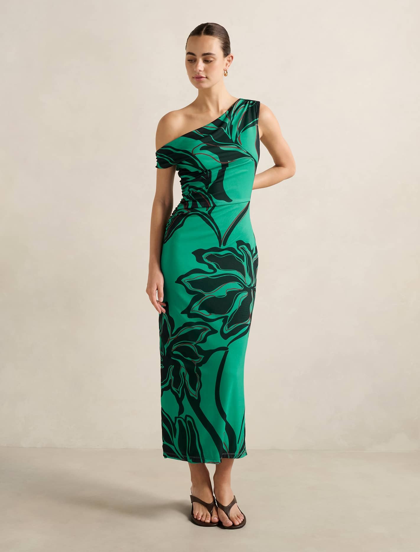 Forever New Women's Gisella Tipped Mesh Midi Dress in Mora Stencil, Size PolyesterElastane