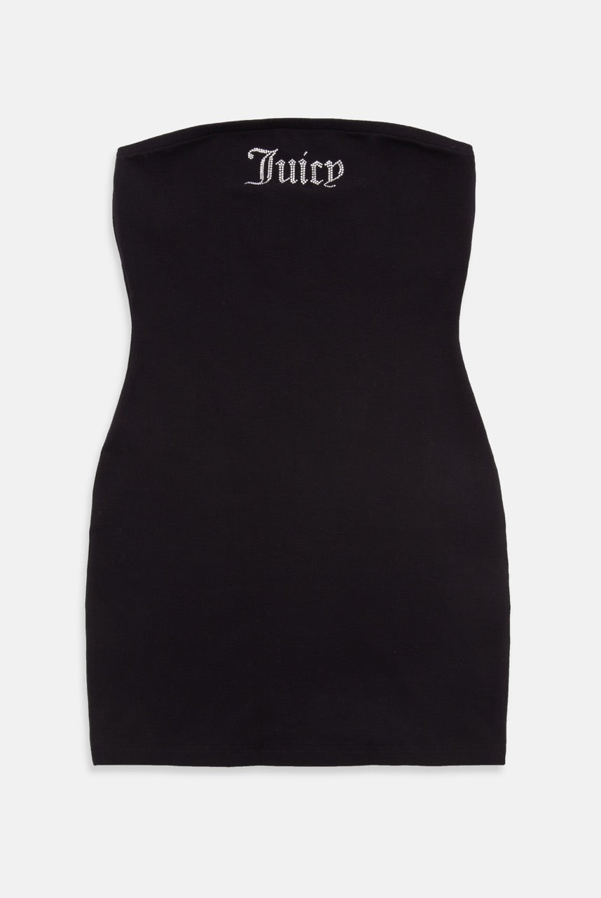 BLACK FITTED JERSEY BANDEAU MINI DRESS - X Black