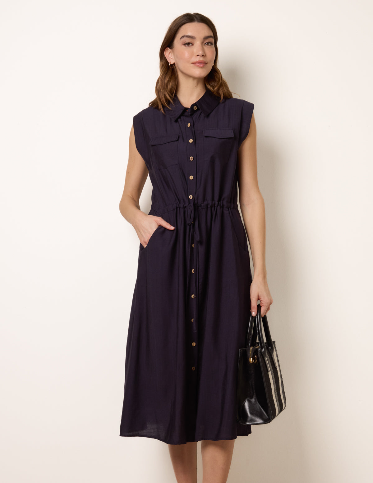 Utility Tie Waist Dress - ML NAVY