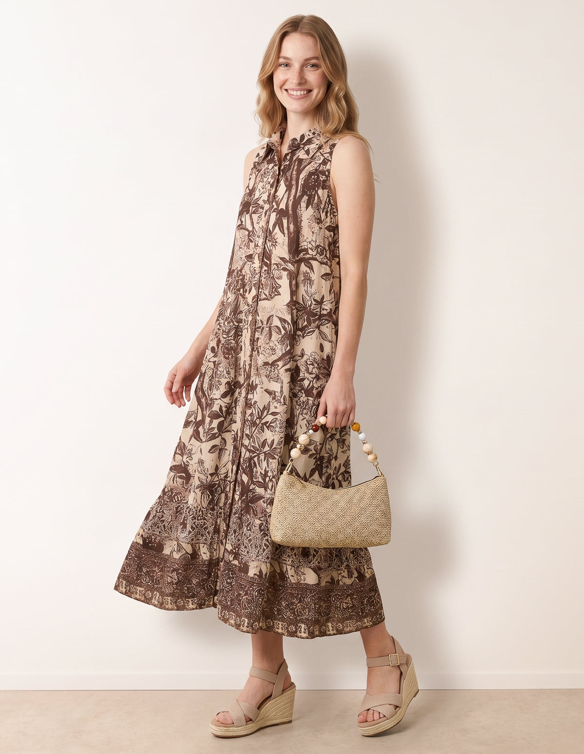 Midi Shirt Dress - L CHOCOLATE