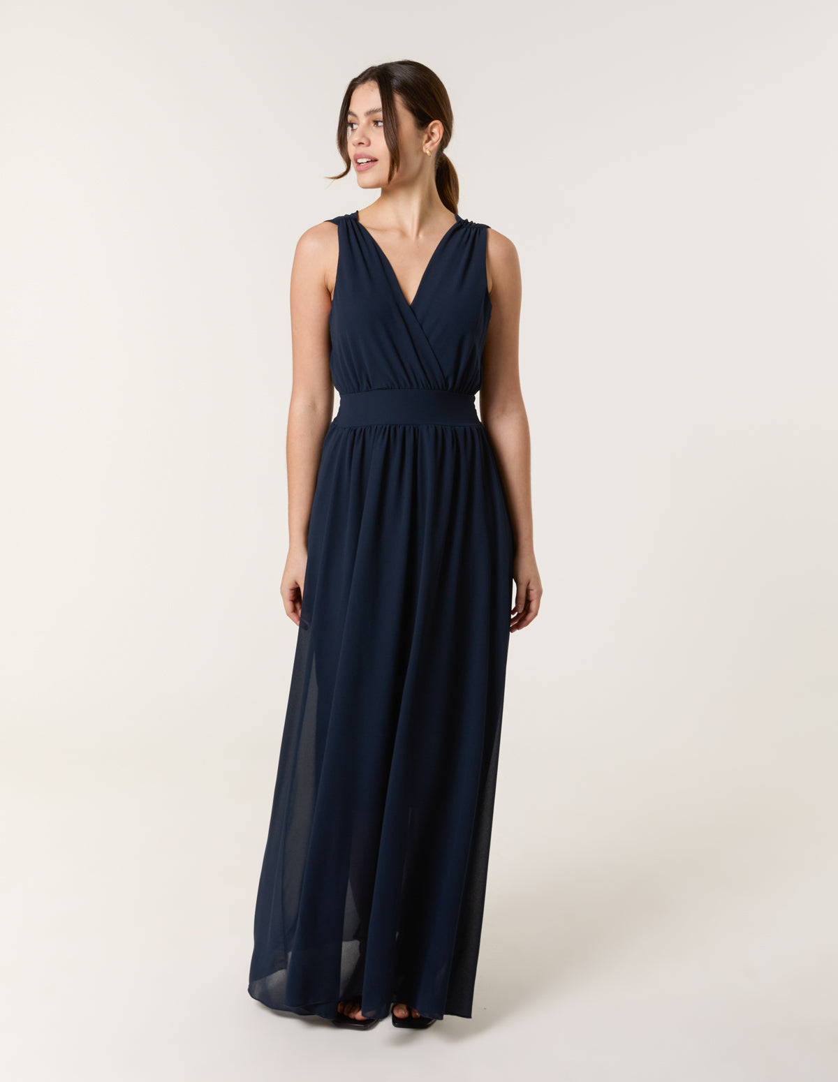 Sleeveless Wrap Front Maxi Dress - ML NAVY