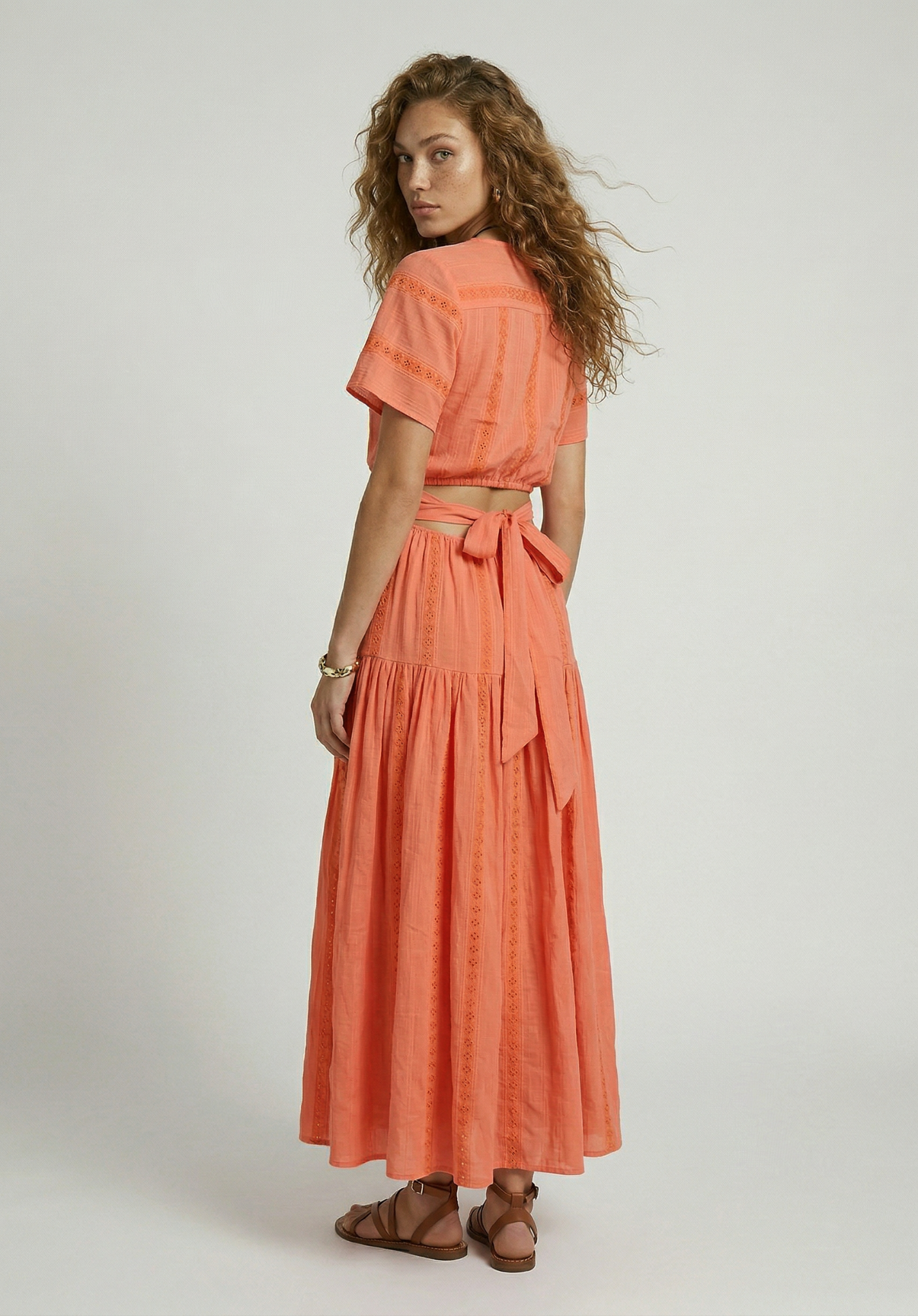 Candice Flutter Sleeve Maxi Dress In Orange