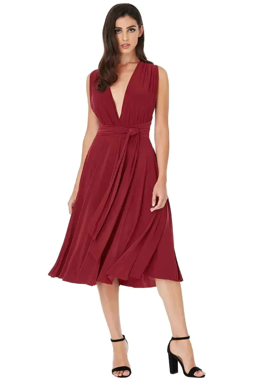 Goddiva Soft Touch Multi Way Open Back Midi Dress