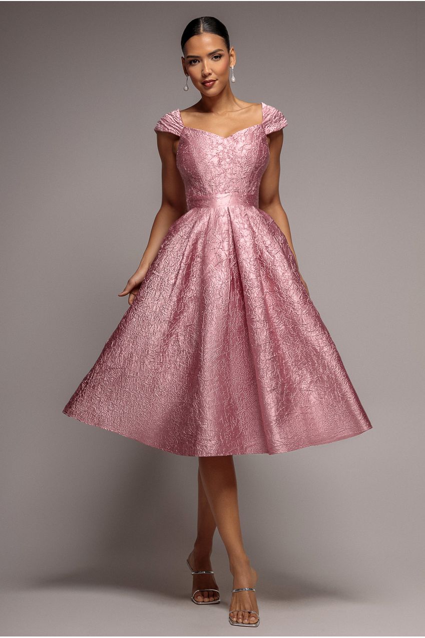 Goddiva Crushed Satin Sleeveless A Line Midi Dress