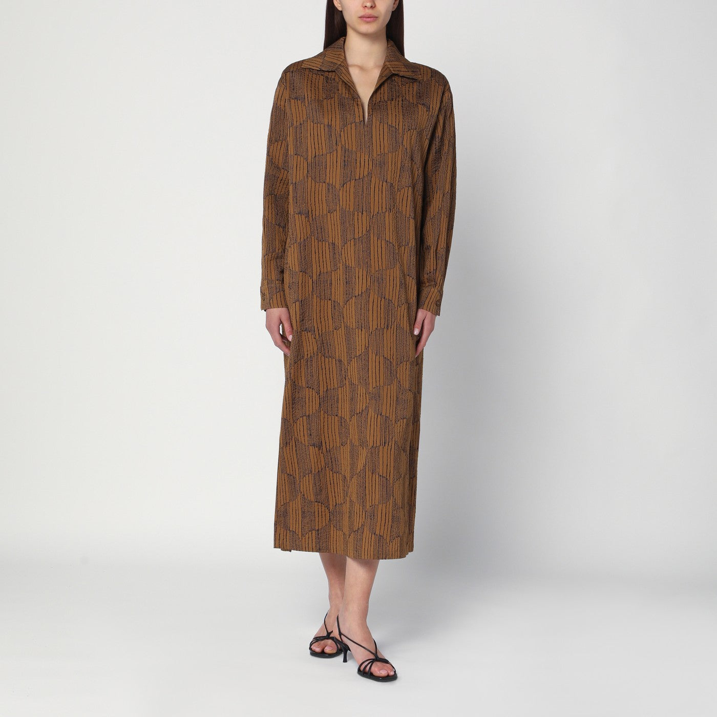 Olive green shirt dress in cotton
