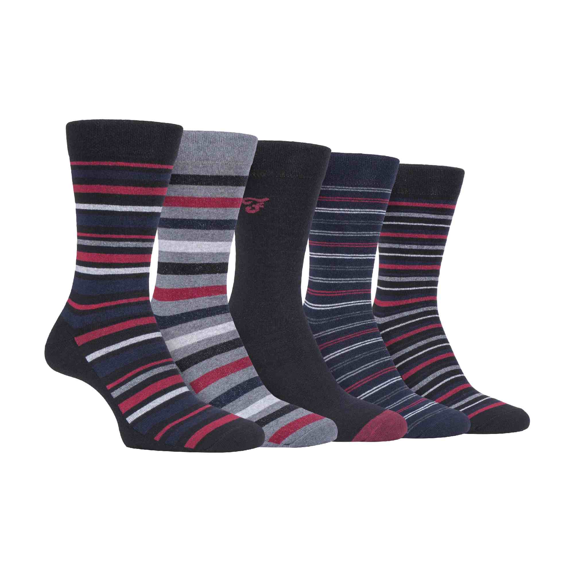 Pack Mens Patterned Cotton Dress Socks - - Black Berry Striped