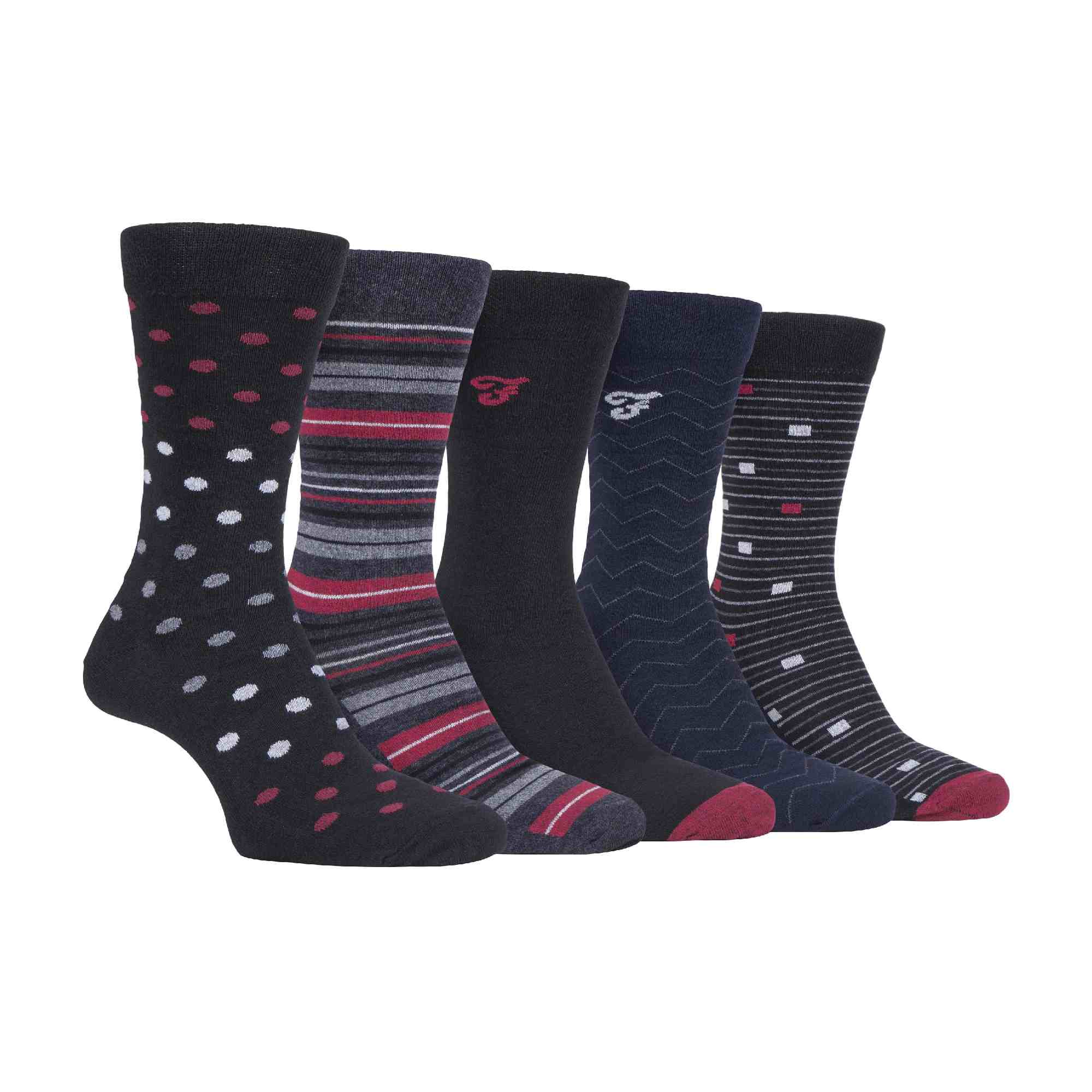 Pack Mens Patterned Cotton Dress Socks - - Black Berry Polka Dots