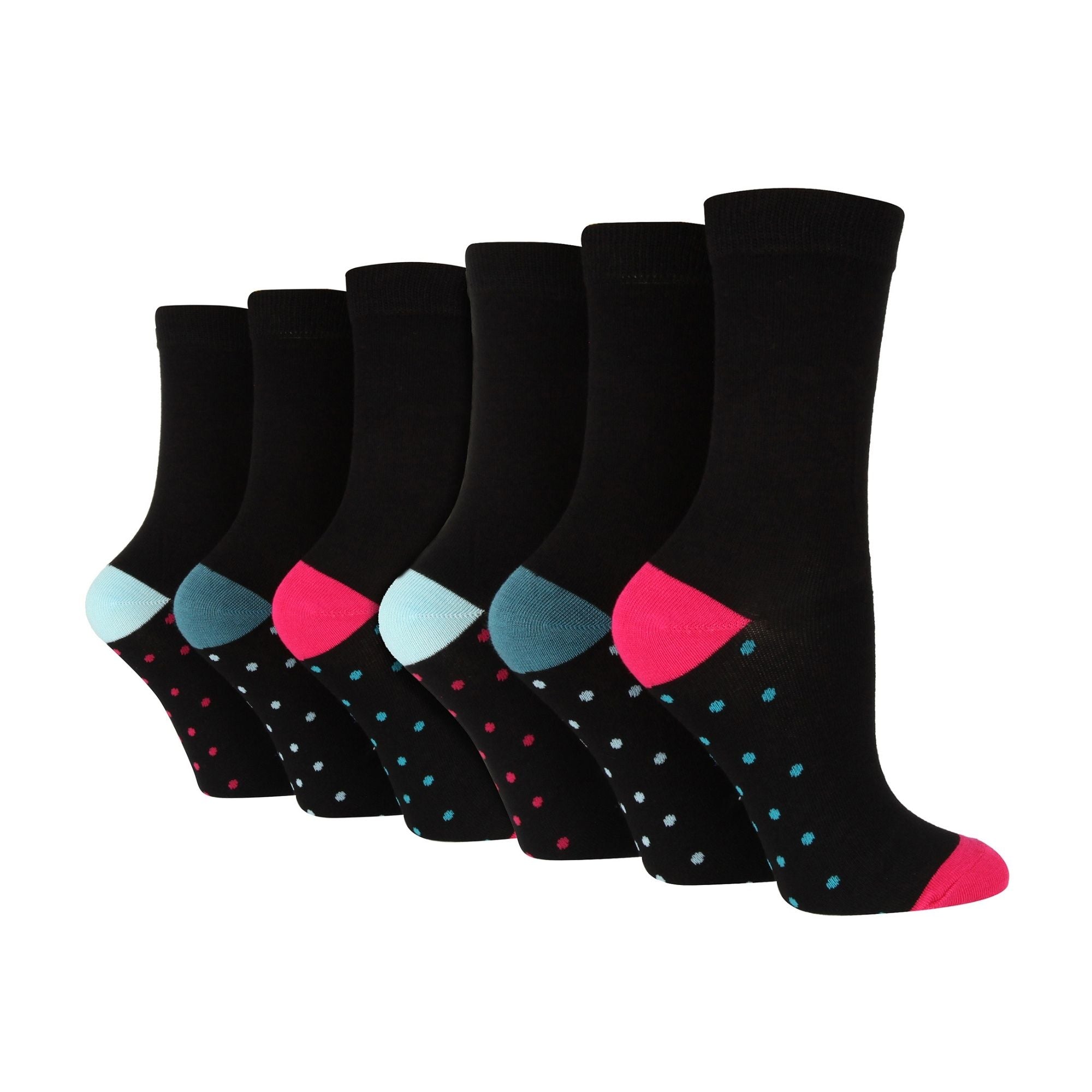 Pack Ladies Bamboo Socks: Plain Dress Socks with Unique Foot Patterns - - Spot Blue