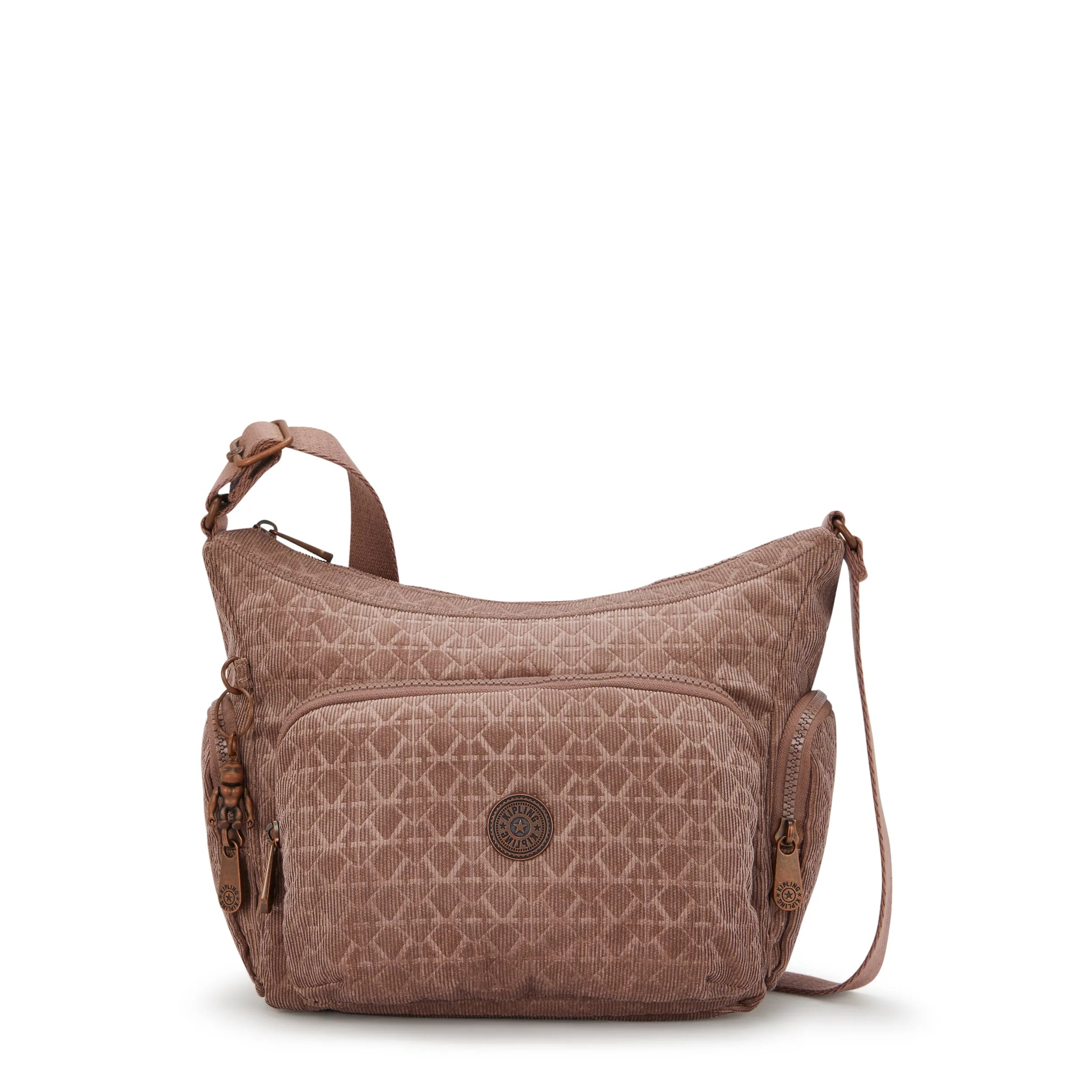 Kipling Medium Crossbody Bag With Adjustable Straps Sign Brown Corduroy % Polyester, % Polyamide