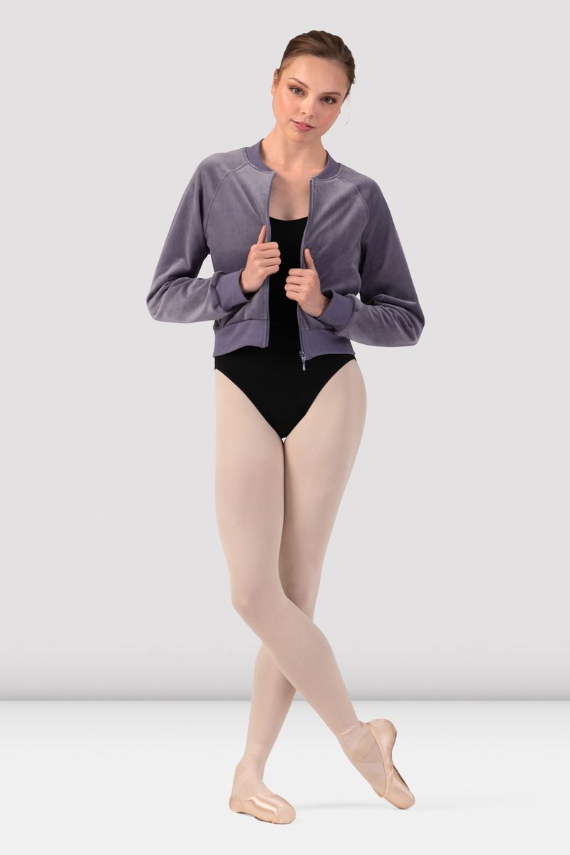 BLOCH Ladies Amanda Velvet Bomber Jacket, Dusty Lavender
