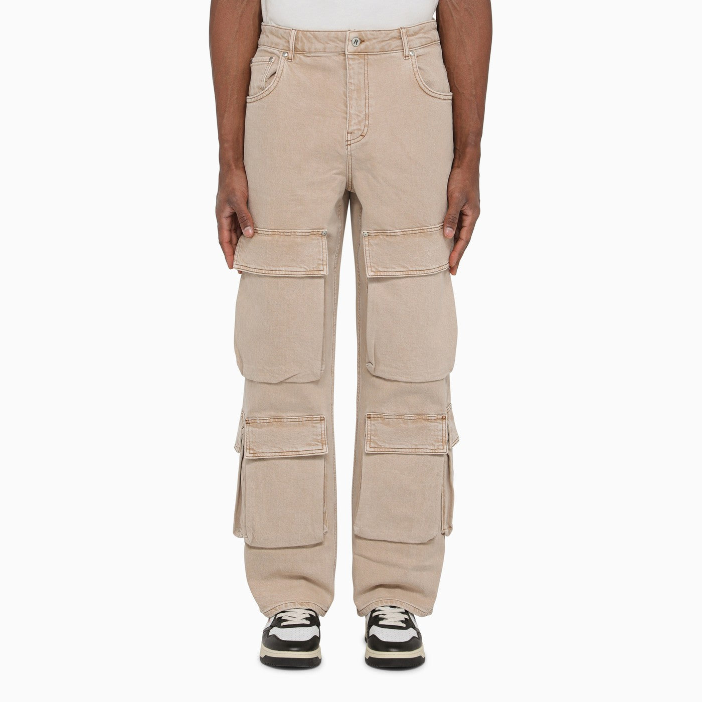 RCa beige denim cargo trousers