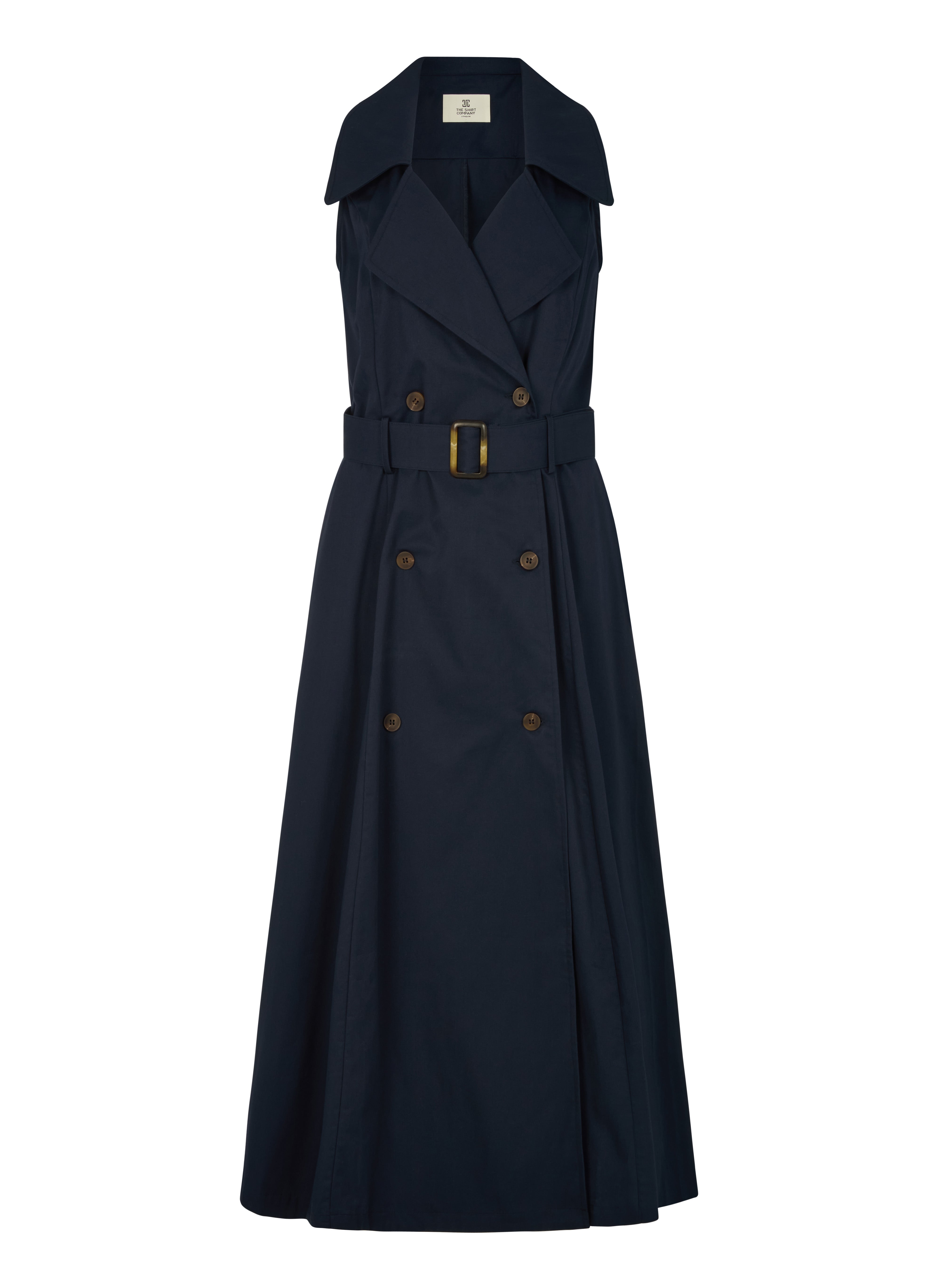 MORGANE REGULAR FIT TRENCH DRESS IN NAVY COTTON CHINO - Long