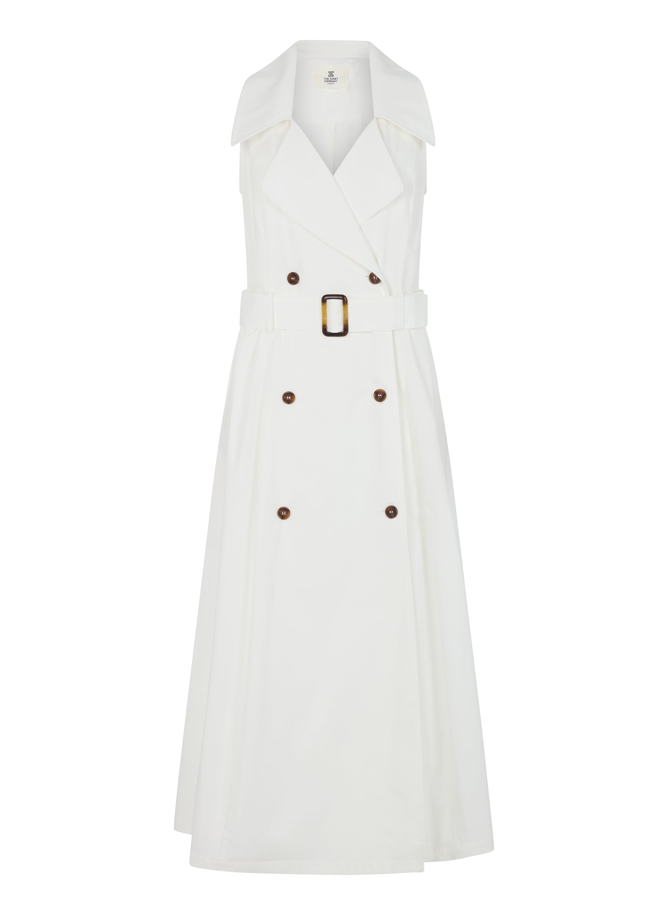 MORGANE REGULAR FIT TRENCH DRESS IN OFF WHITE COTTON CHINO - Regular