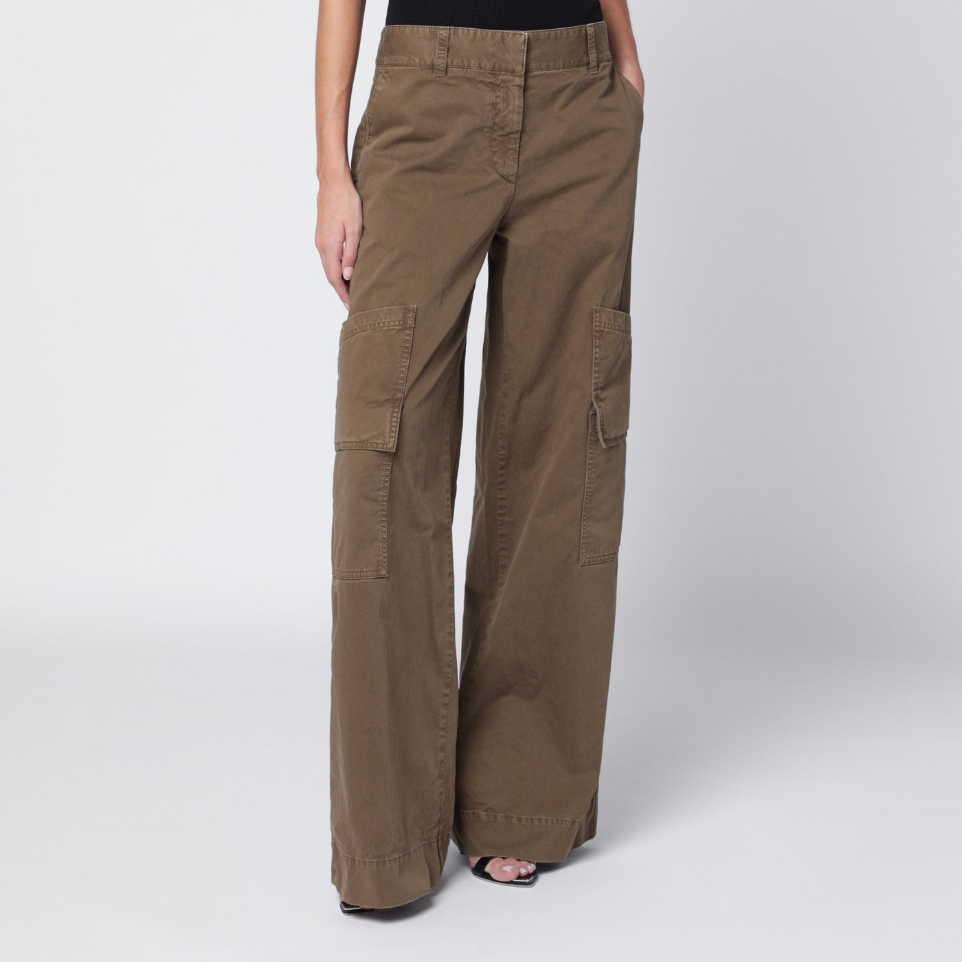 Brown cotton cargo trousers
