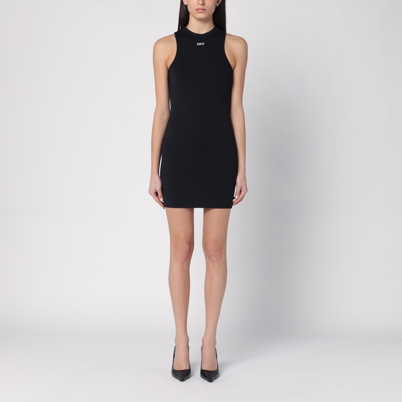 Black mini dress with logo
