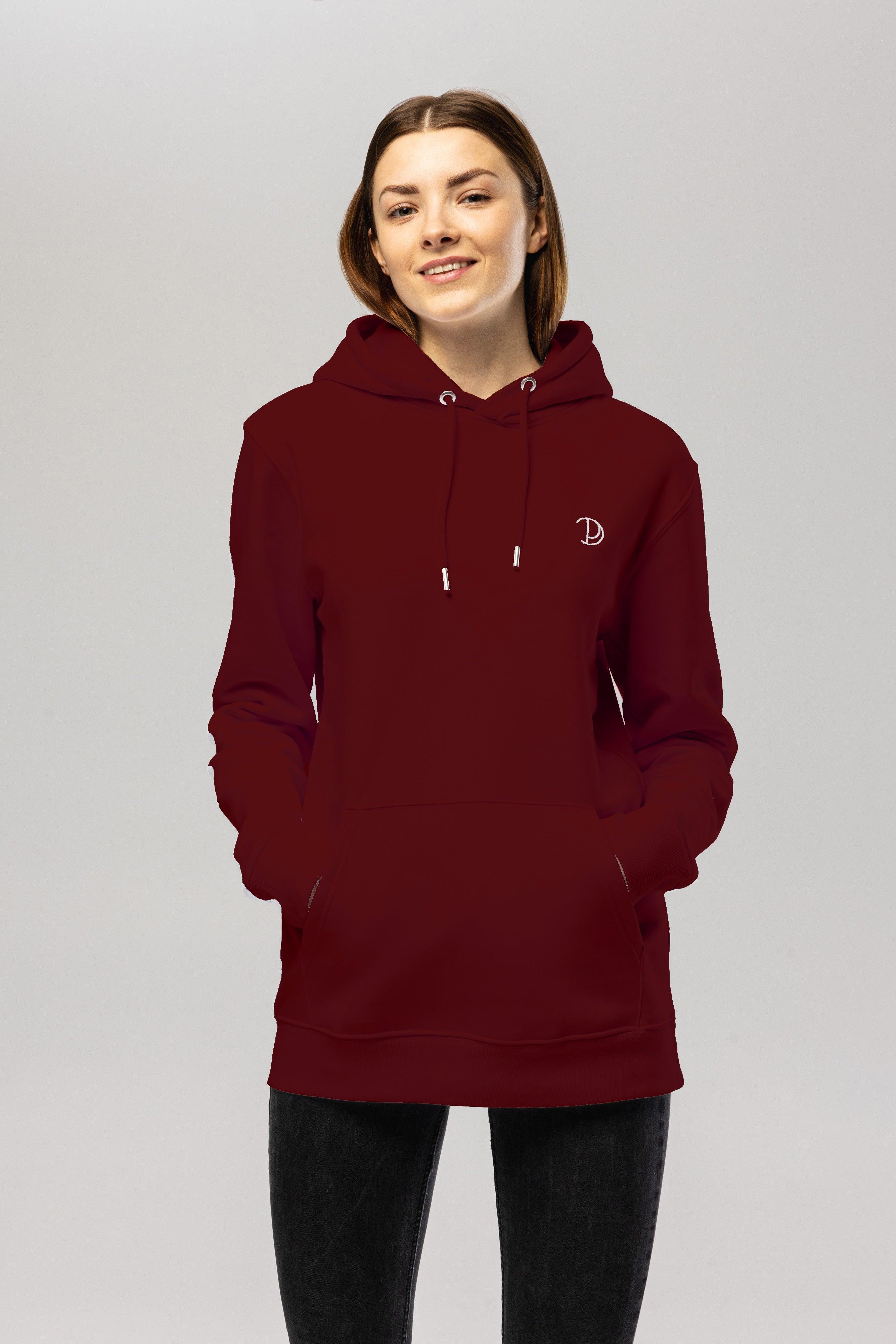 Embroidered Logo Hoodie - Burgundy Medium