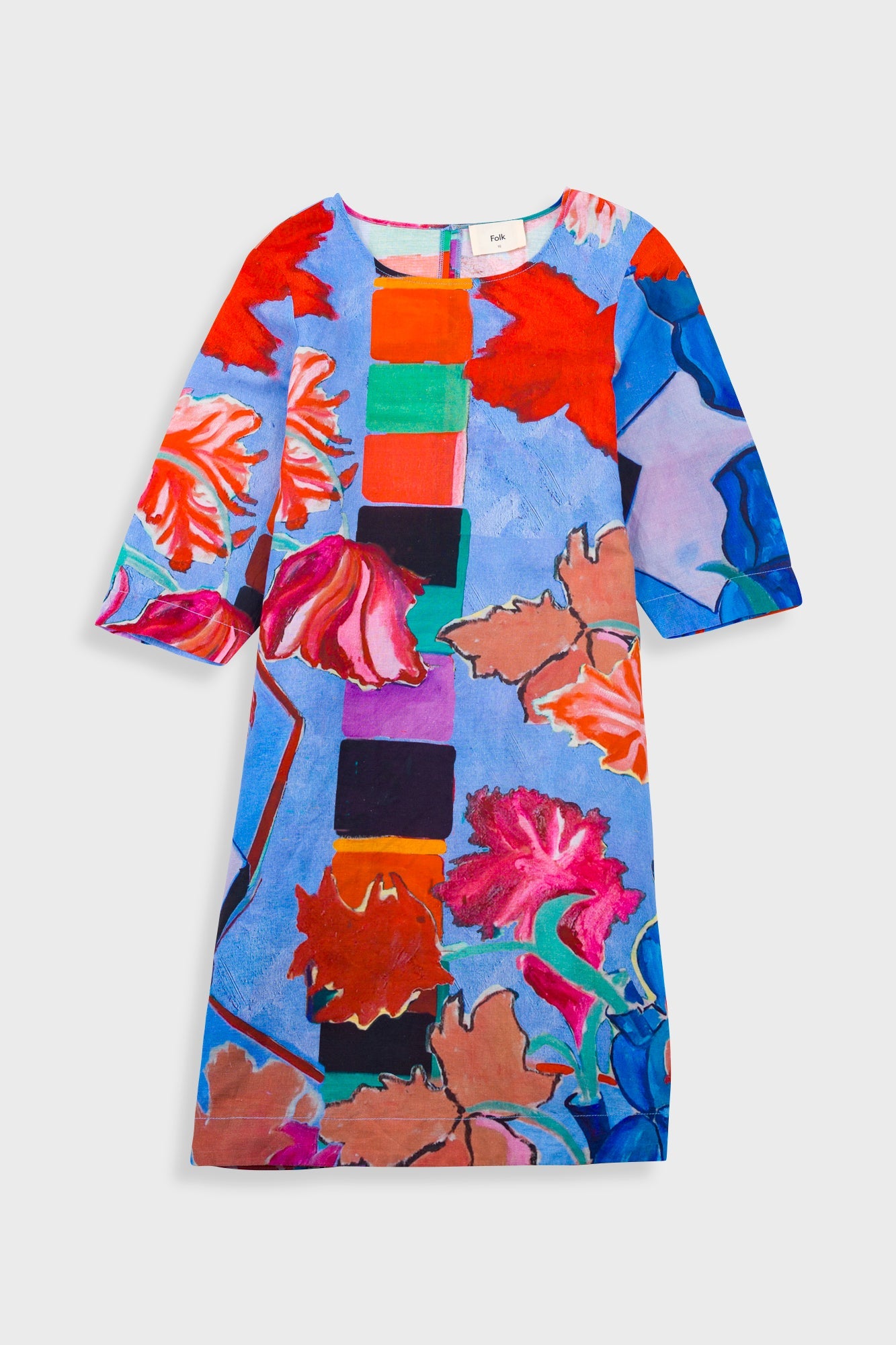 Joana Day Dress - Blue Tulip Print
