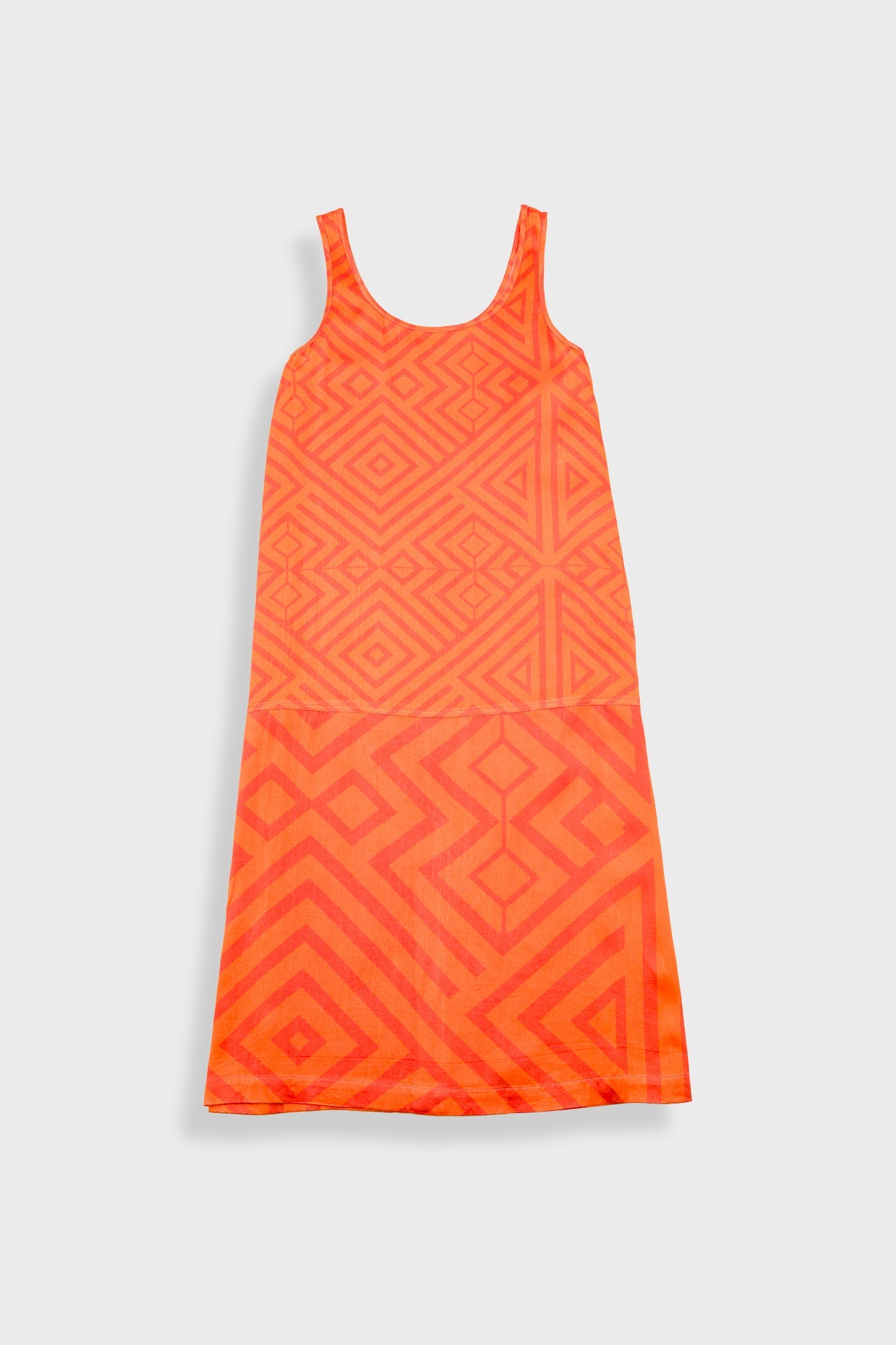 Slip Dress - Orange Coral Diamond Print