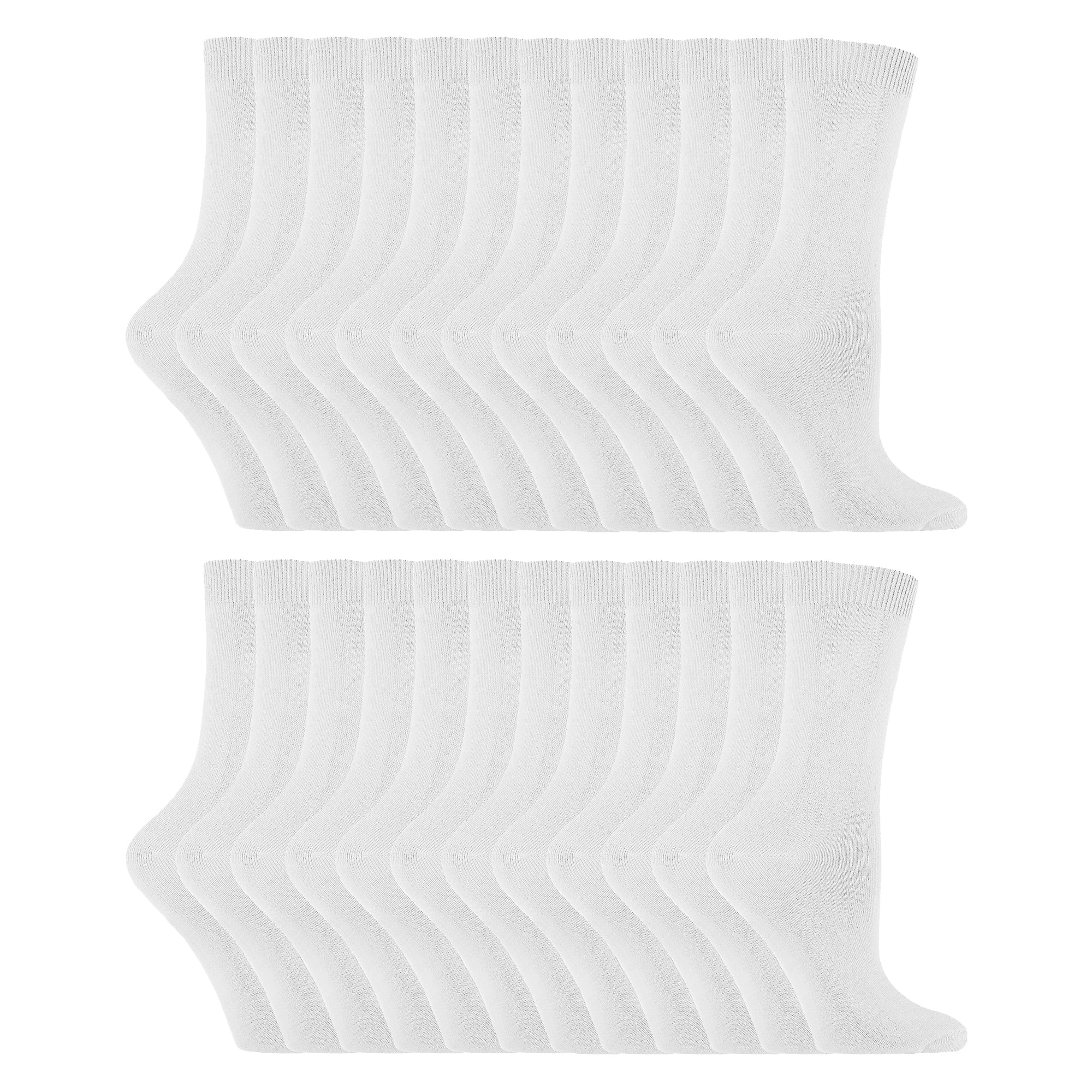 Ladies Plain Coloured Cotton Rich Dress Socks Multipack Options - - White Pack
